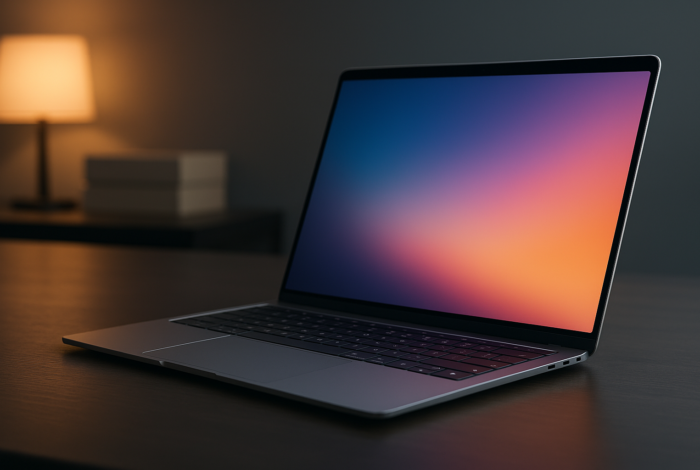MacBook Air sobre una mesa limpia con estética premium y enfoque de oferta tecnológica